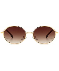 Oval Fashion Retro Men's Punk Oval Metal Frame Designer Ladies Hip Hop Sunglasses - Brown - C31943ENS50 $14.41