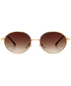 Oval Fashion Retro Men's Punk Oval Metal Frame Designer Ladies Hip Hop Sunglasses - Brown - C31943ENS50 $14.41