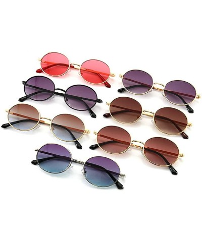 Oval Fashion Retro Men's Punk Oval Metal Frame Designer Ladies Hip Hop Sunglasses - Brown - C31943ENS50 $14.41