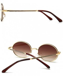 Oval Fashion Retro Men's Punk Oval Metal Frame Designer Ladies Hip Hop Sunglasses - Brown - C31943ENS50 $14.41