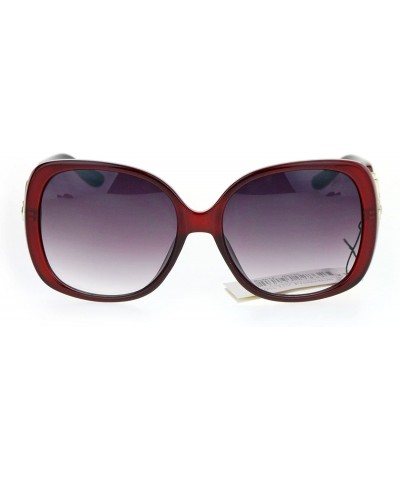 Square Womens Designer Fashion Sunglasses Square Rhinestone Decor UV 400 - Red - CP186OUKG3L $14.18