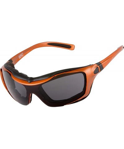 Goggle Polarized Large Motorcycle Riding Sunglasses Sports Wrap Glasses - Orange - Polarized Smoke - CK18DO82DUK $24.58