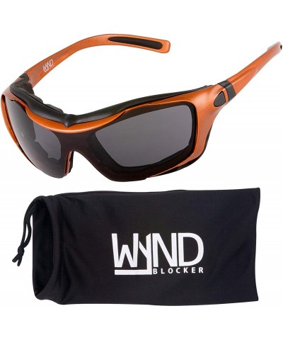 Goggle Polarized Large Motorcycle Riding Sunglasses Sports Wrap Glasses - Orange - Polarized Smoke - CK18DO82DUK $24.58