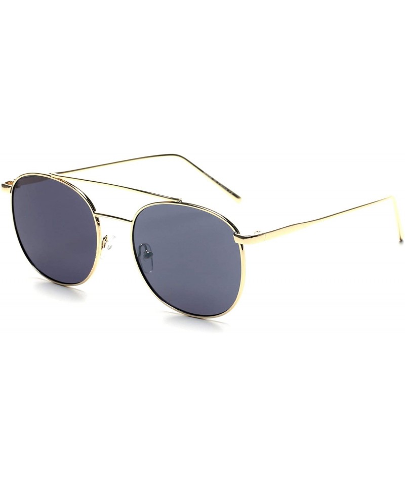 Goggle Retro Vintage Classic Brow-Bar Circle Round UV Protection Fashion Sunglasses - Gold - CE18WSEMRLM $24.71