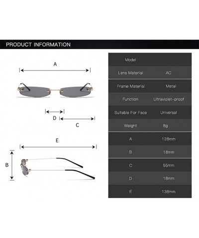 Rimless Retro Small Square Frameless Sunglasses for Women/Men Metal Legs UV400 - C2 - CO19054DOO4 $7.73