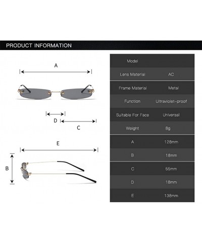 Rimless Retro Small Square Frameless Sunglasses for Women/Men Metal Legs UV400 - C2 - CO19054DOO4 $14.87