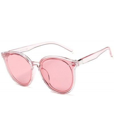 Square Classic Oval Women Sunglasses Vintage Luxury Plastic Cat Eye Sun Glasses UV400 Fashion Eyewear - Transparent Pink - C4...