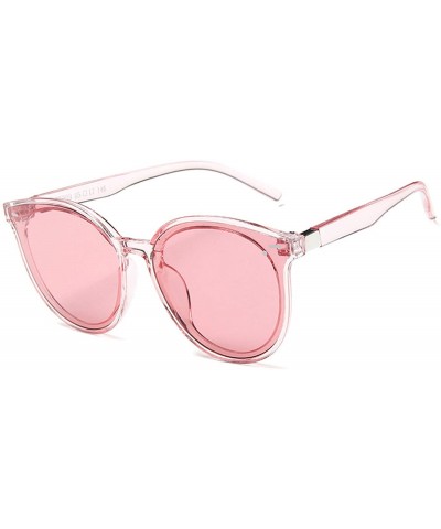 Square Classic Oval Women Sunglasses Vintage Luxury Plastic Cat Eye Sun Glasses UV400 Fashion Eyewear - Transparent Pink - C4...