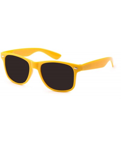 Rectangular Classic 80's Vintage Style Sunglasses Polarized or Standard Lens - Neon Yellow- Smoke - CT18E9SOH75 $8.42