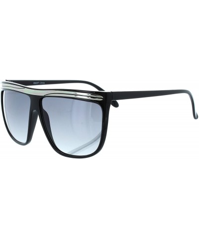 Shield Eyewear Polished Metal Brow Details 58mm Shield Sunglasses in Black-silver - CW11LMULS91 $18.73