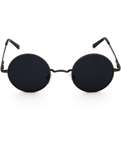 Cat Eye Women Men Small Retro Lennon Inspired Style Polarized Sunglasses Mirrored Lens Circle Glasses - CG18282KNYK $12.33
