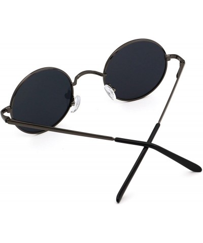 Cat Eye Women Men Small Retro Lennon Inspired Style Polarized Sunglasses Mirrored Lens Circle Glasses - CG18282KNYK $12.33