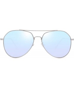 Aviator Trendy Aviator Sunglasses for Women - Men UV400 Protective Eyewear - Gradual Change Shades PZ3641 - Light Blue - C418...