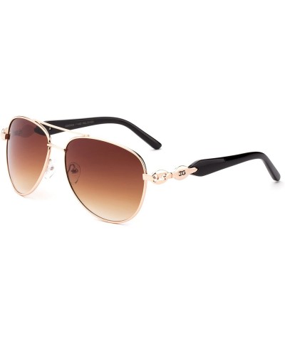 Aviator "Ion" Pilot Style Over Sized Fashion Sunglasses - Gold/Black/Brown - CT12MCS5SQF $23.87