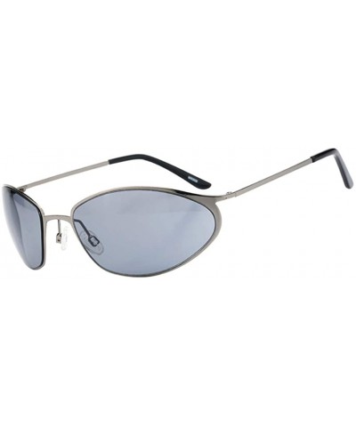 Round Matrix Neo Sunglasses men Metal Wire Frame Anti UV400 - Gray - CY18IM38LQX $39.78