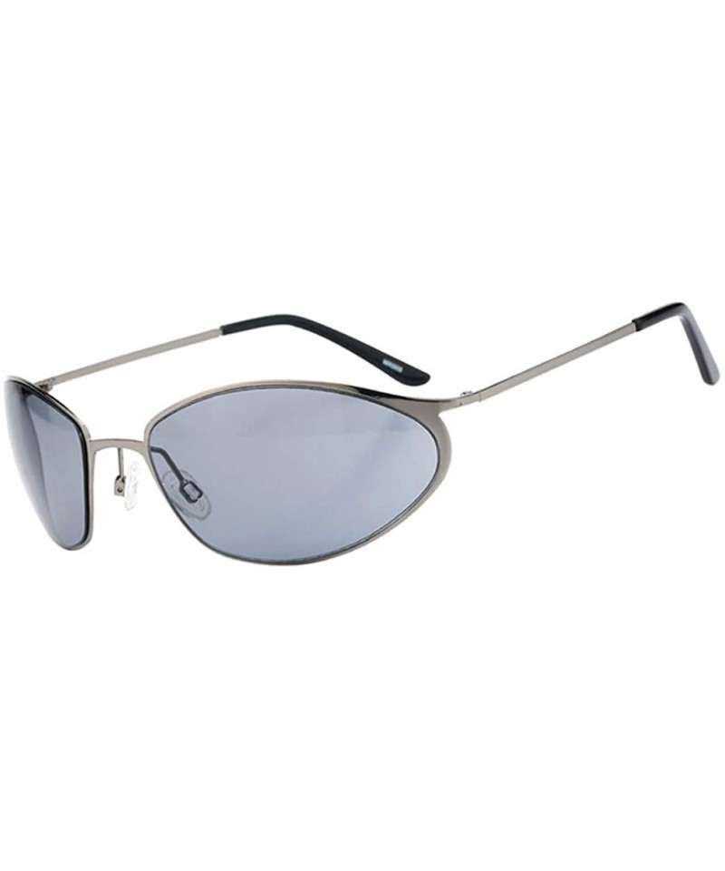 Round Matrix Neo Sunglasses men Metal Wire Frame Anti UV400 - Gray - CY18IM38LQX $24.60