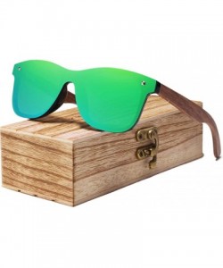 Goggle Mens Sunglasses Polarized Walnut Wood Mirror Lens Sun Glasses Women Colorful Handmade - Green Walnut Wood - CP194O2R0Q...