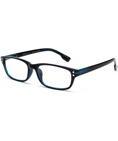 Square Unisex Designer Inspired Basic Spring Temple Clear Lens Glasses - Blue - C711ODILL7N $11.44