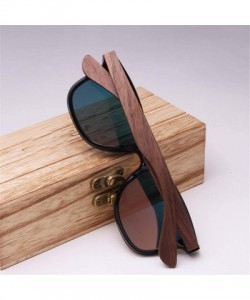 Goggle Mens Sunglasses Polarized Walnut Wood Mirror Lens Sun Glasses Women Colorful Handmade - Green Walnut Wood - CP194O2R0Q...