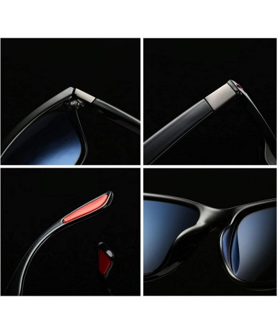 Square Polarized Sunglasses for Men Ultra-light Square Black Driving Sun Glasses - Bright Black/Blue Mirror - CV18KISM2NH $16.45