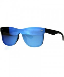 Shield Futuristic Shield Panel Lens Horn Rim Hipster Plastic Sunglasses - Blue Mirror - CH188LOEQ03 $14.68