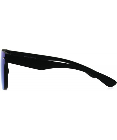 Shield Futuristic Shield Panel Lens Horn Rim Hipster Plastic Sunglasses - Blue Mirror - CH188LOEQ03 $14.68