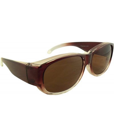 Shield Womens Ombre Fit Over Sunglasses Wear Over Prescription Glasses Polarized Lenses - Brown With Case - CN12DZT3J5R $13.92