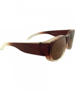 Shield Womens Ombre Fit Over Sunglasses Wear Over Prescription Glasses Polarized Lenses - Brown With Case - CN12DZT3J5R $13.92