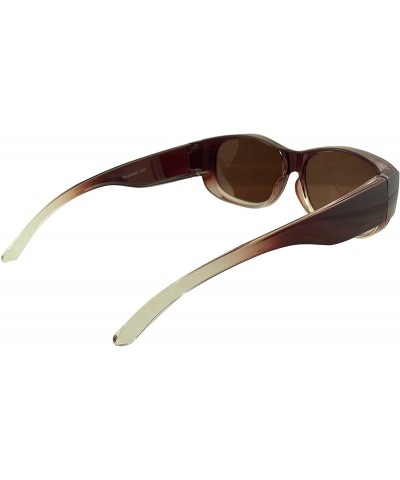 Shield Womens Ombre Fit Over Sunglasses Wear Over Prescription Glasses Polarized Lenses - Brown With Case - CN12DZT3J5R $13.92