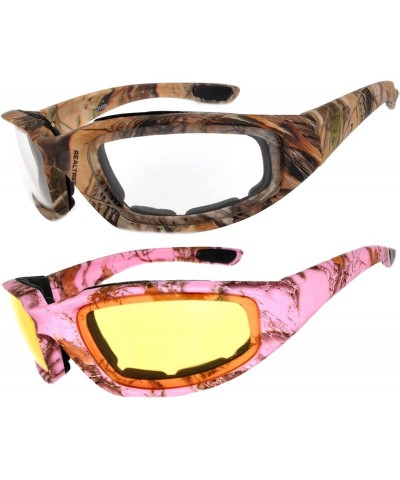 Goggle Set of 2- 3 Pairs Motorcycle CAMO Padded Foam Sport Glasses Colored Lens - Camo3_clear-camo-pink_yellow - CP183YDWYEL ...