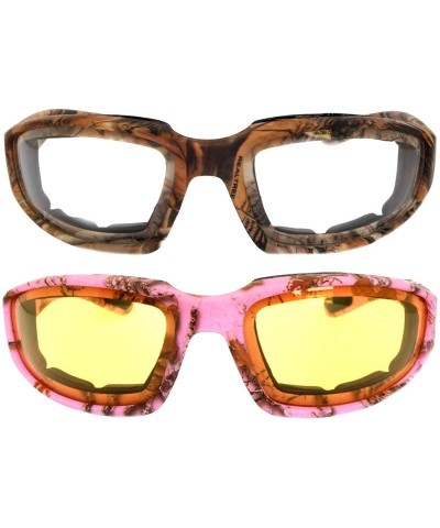 Goggle Set of 2- 3 Pairs Motorcycle CAMO Padded Foam Sport Glasses Colored Lens - Camo3_clear-camo-pink_yellow - CP183YDWYEL ...