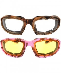 Goggle Set of 2- 3 Pairs Motorcycle CAMO Padded Foam Sport Glasses Colored Lens - Camo3_clear-camo-pink_yellow - CP183YDWYEL ...