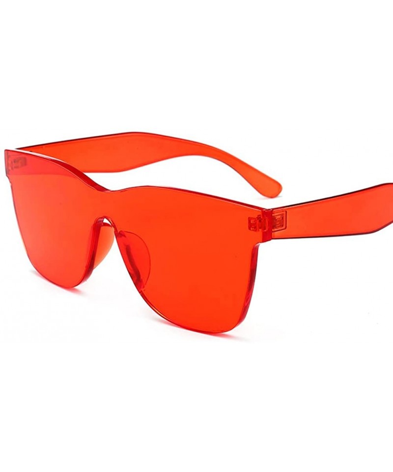 Rimless One Piece Sunglasses Transparent Frame Fashion Sun Glasses Women Accessories - Red - CT18EGH3YCU $8.87