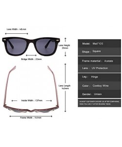 Square Men women square shape cowboy design sunglasses UV400 Protection - Wine - C918LYRCLA2 $27.34