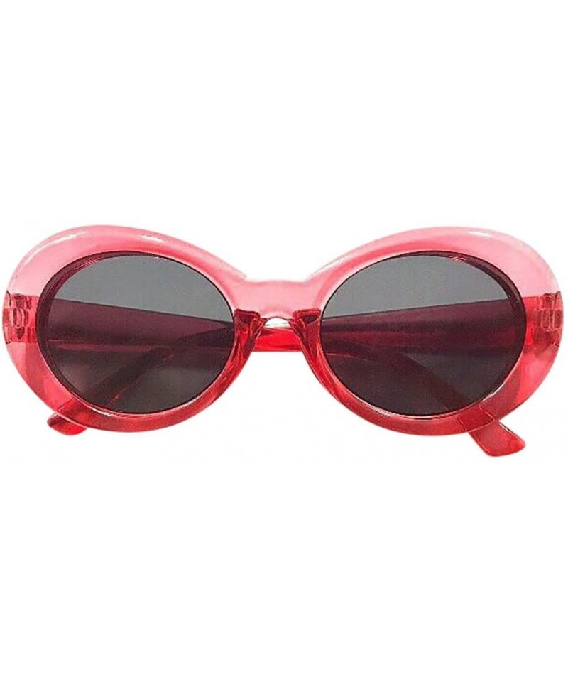 Round Round Trendy Sunglasses - Vintage Goggles Unisex Sunglasses Rapper Oval Shades Glasses Anti UV Sunglasses - D - CI196T6...
