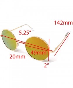 Sport Sunglasses Vintage Hippie Retro Metal Round Circle Flat Lens - Shiny Gold / Orange Mirror Flat Lens - CK185ONXE07 $16.69