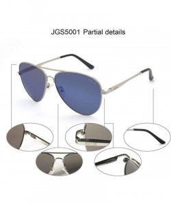 Aviator Premium Classic Aviator Style Sunglasses- Polarized Lenses- 100% UV Protection - Silver Frame Blue Revo Lens - CV182M...