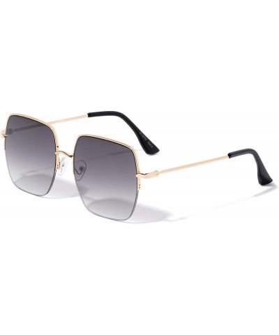Rimless Atlanta Square Semi Rimless Fashion Sunglasses - Smoke - CJ196ZG4XIT $30.82