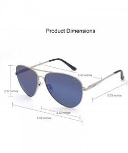Aviator Premium Classic Aviator Style Sunglasses- Polarized Lenses- 100% UV Protection - Silver Frame Blue Revo Lens - CV182M...