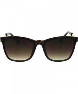 Rectangular Gentlemans Elegant Designer Fashion Mod Thin Horn Rim Sunglasses - Tortoise Brown - CT18SH0MSUM $13.42