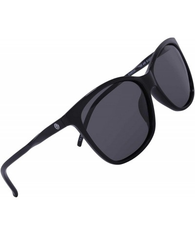 Rectangular Blessed Women's Polarized Modern Vintage Cat-Eye Silhouette Sunglasses - Thin Frame - 100% UV Protection Lens - C...