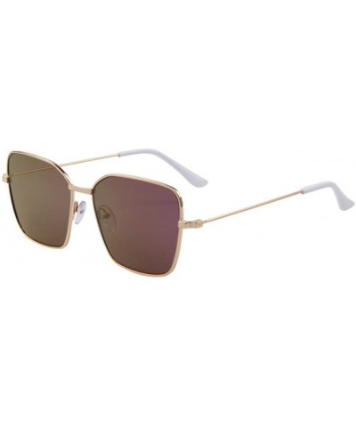 Rimless Men Square UV400 Mirror Sunglasses Women Flat Coating Lens Glasses - Purple - CI17Z7EW8HO $25.64