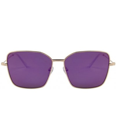 Rimless Men Square UV400 Mirror Sunglasses Women Flat Coating Lens Glasses - Purple - CI17Z7EW8HO $11.36