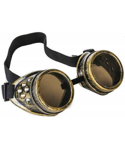 Goggle Antique Brass Goggles Sunglasses Cosplay Aviator Steampunk Gothic Burning Man Silver - CH12KXJKW0H $10.79