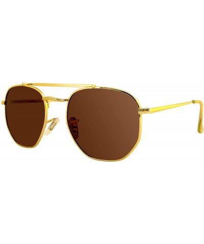 Oval polarized aviator sunglasses retro men and women sunglasses - Brown - C218YKKN039 $35.26