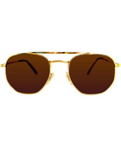 Oval polarized aviator sunglasses retro men and women sunglasses - Brown - C218YKKN039 $15.63