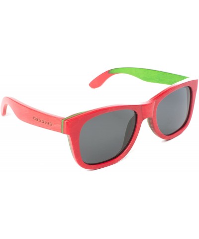 Wayfarer Wooden Sunglasses Skateboard Design - Shades That Float - Red - CW17Z74HE6T $60.29