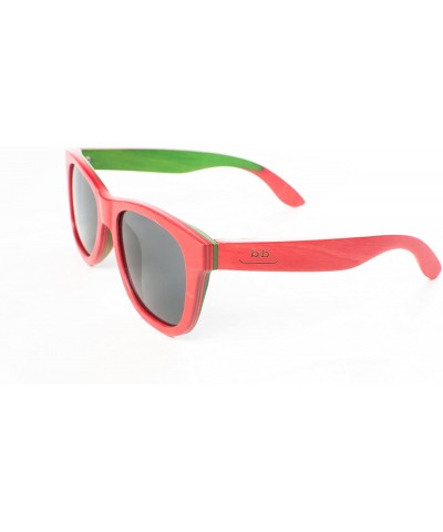 Wayfarer Wooden Sunglasses Skateboard Design - Shades That Float - Red - CW17Z74HE6T $60.29