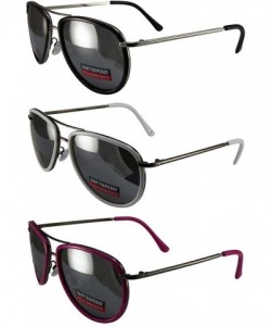 Aviator 3 Pairs Swag Aviator B Fashion Sunglasses Black White Pink Frame Flash Mirror Lens - CA18Z6LTEWX $74.06
