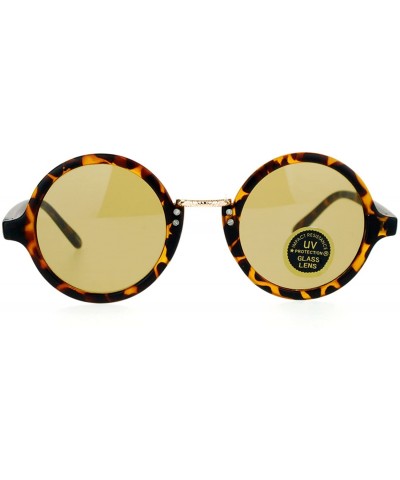 Round Temper Glass Shatterpoof Round Vintage Style Circle Lens Sunglasses - Tortoise Brown - CD127FETU5V $8.93